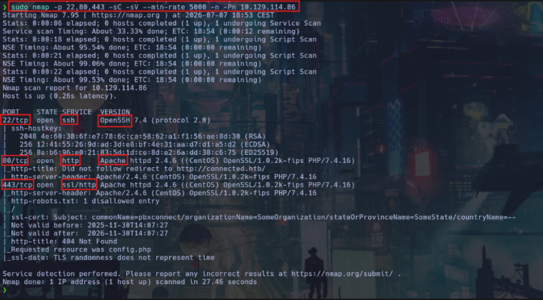 Escaneo Nmap detallado — versiones de servicios